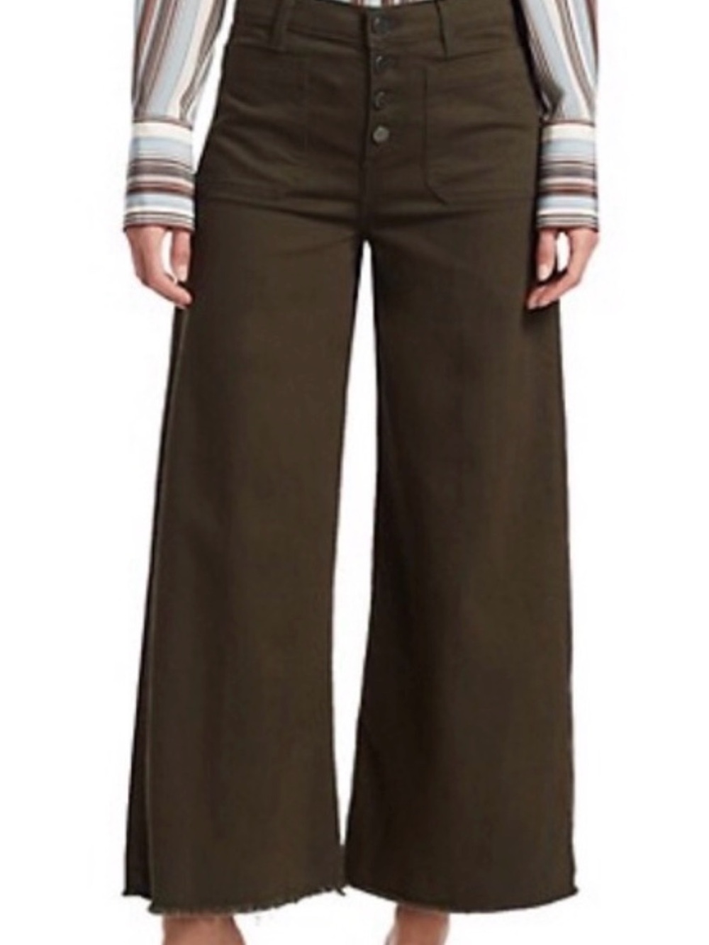 Elizabeth and James Olive High-Rise Wide Leg Pants